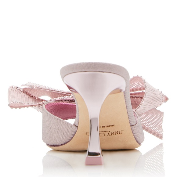 New JIMMY CHOO Jodi Bow-Embellished Glittered Mules pink - Picture 4 of 12